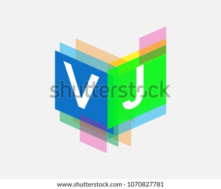 Letter VJ logo with colorful geometric shape, letter combination logo design for creative industry, web, business and company.
