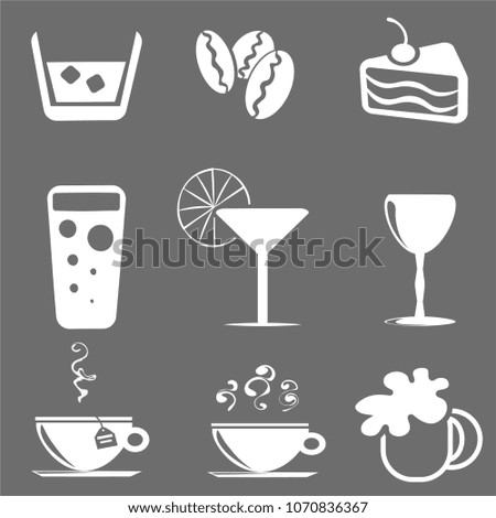 set icons on a gray background glasses and sweets Royalty-Free Stock Photo #1070836367