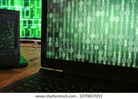 Unfocused laptop screens Hacker attack