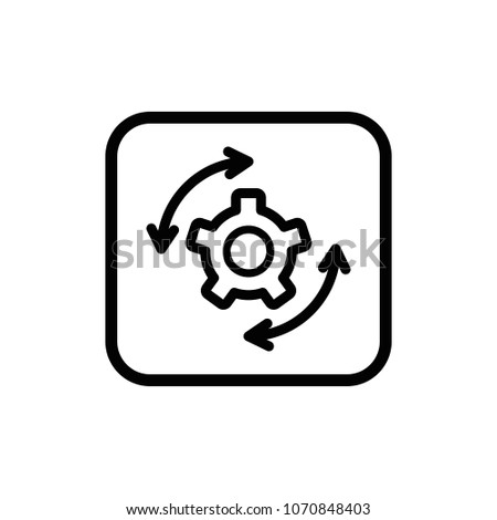 Cog with arrows vector line icon. Website settings pictogram. Seo outline illustration.