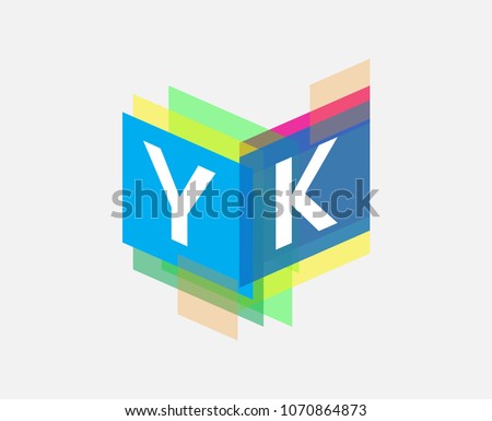 Letter YK logo with colorful geometric shape, letter combination logo design for creative industry, web, business and company.