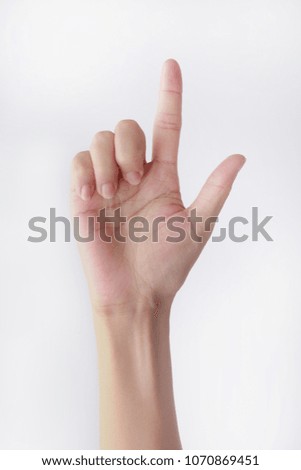 Female hand sign isolated on white background