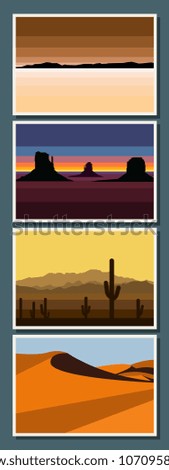 Vector Set of Deserts and Prairies Minimalism Posters