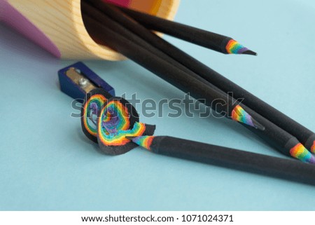 Black pencils with a sharpener
