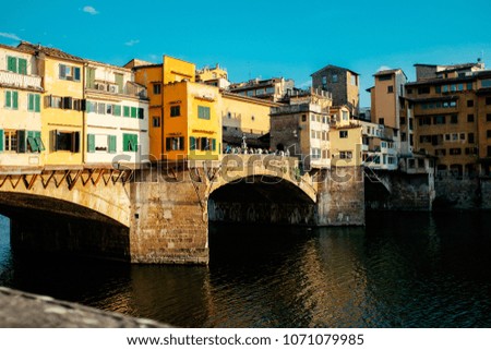 Journey to Italy. Sunset on the bridge Ponte Vecchio