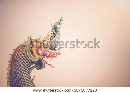 King of Nagas is in the temple in Thailand.