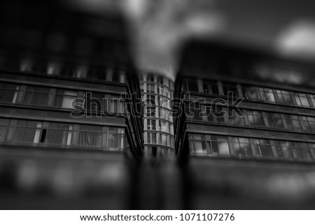 Residential and commercial building in the Hamburg Hafencity,creatively edited with tilt / shift effect