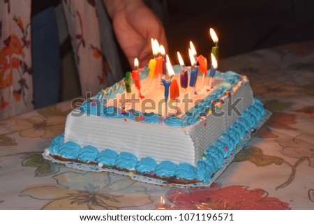 Birthday Cake With Candles Lit