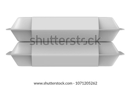 3D rendering set of two paper box with label for food and snack, Mock up on white background.