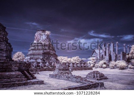 Infrared photo ancient temple in thailand