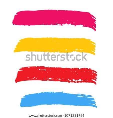 Set of Hand Painted Colorful Brush Strokes. Vector Grunge Brushes. Vector Frame For Text Modern Art Graphics For Hipsters.  Dirty Artistic Creative Design Elements. Perfect For Logo, Banner.