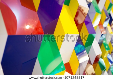 Pattern of Geometric wall made of colorful acrylic sheet