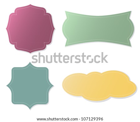 Elegant tags in different color over white
