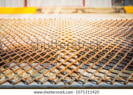 Steel tear texture and background for architectural.Texture of industrial metal perforated sheet.
