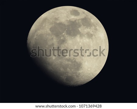 Clear night sky with bright growing moon, background night sky