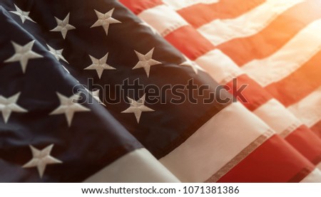 Close up of american flag with copy space Royalty-Free Stock Photo #1071381386