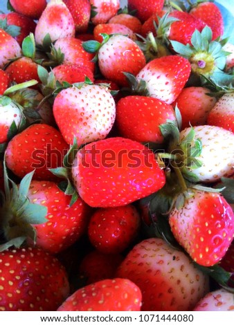 Strawberries, red fruits in the basket, blurred backgrounds, healthy fruits, sweet, summer fruits, bakery ingredients and food, ice cream