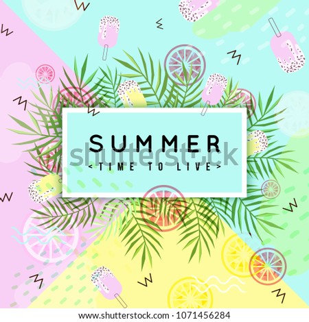 Summer banner background layout . Punchy pastel. Trendy texture. Vector illustration template