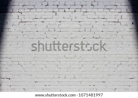 White Brick Wall Pattern and Small Black Curtains Drawn Background. Scene or Screen Drape Wallpaper with Stone Texture Seamless Wall in the Middle. Grunge Rustic Simple Empty Brick Wall Backdrop.