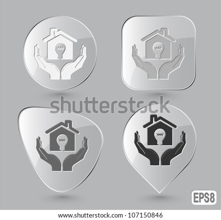 economy in hands. Glass buttons. Vector illustration.