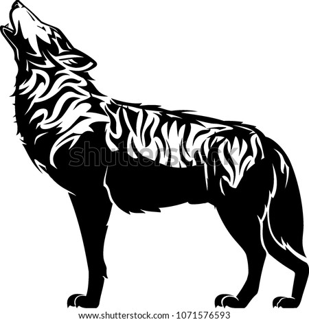Wolf Art Howling Cut Out Illustration