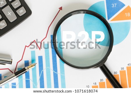 Businessman search button p2p Peer-to-peer magnifier graph loupe.