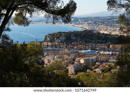 Nice cityscape with apartment buildings seaview, France