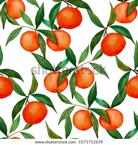 Watercolor seamless pattern with citrus fruits.
