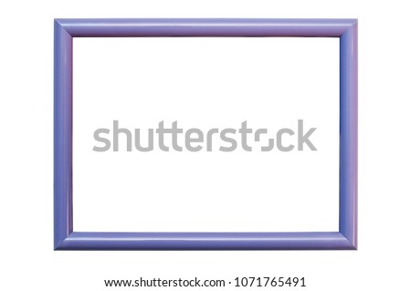 Violet plastic frame on white background for photos. Isolated