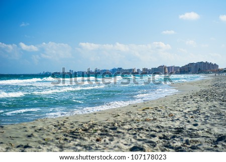 Mediterranean sea. La Manga beach in Spain