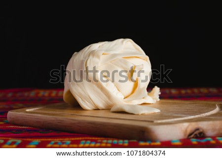 Oaxaca cheese, queso food from Mexico 