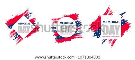 Set colorful modern background for Memorial Day USA. Dynamic design elements for a flyer, sale, brochures, presentations, party etc. Vector illustration.