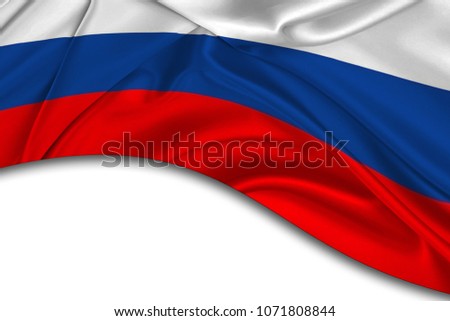The bent flag of Russia with white a free space