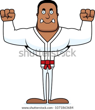 A cartoon karate man looking angry.