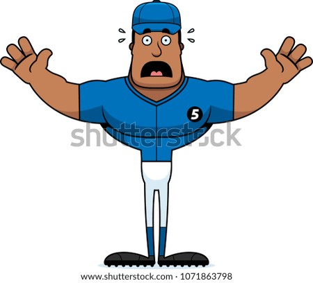A cartoon baseball player looking scared.