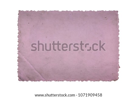 Vintage and antique art concept. Front view of blank old aged dirty photo frame texture with stains and scratches isolated on white background. Detailed closeup studio shot.