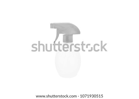 Color plastic spray bottle isolated on white background.