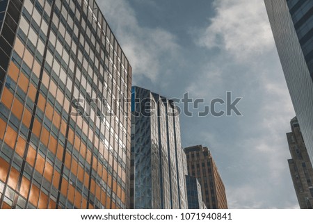 Cityscape on a blue sky
