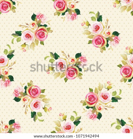 Seamless floral pattern with wonderful roses Vector Illustration