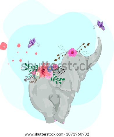 	
Cute baby elephant with balloon cartoon hand drawn vector illustration. Can be used for baby t-shirt print,