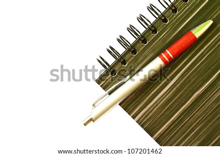 Notebook and pen isolated.