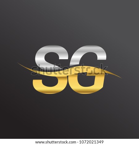 initial letter logo SG company name gold and silver color swoosh design. vector logotype for business and company identity.