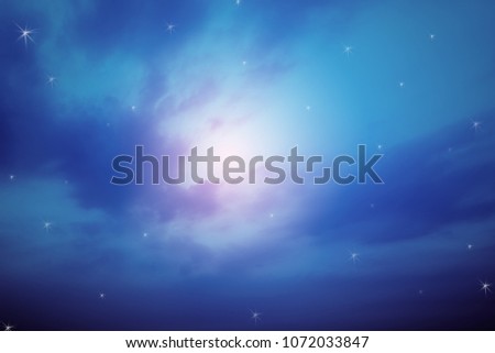 colorful night sky with cloud and stars