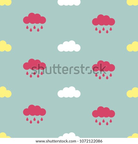 Seamless pattern with colorful rainy clouds