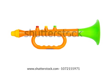 Children's music pipe, white background, isolate