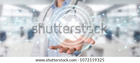 Doctor on blurred background emergency call concept icons 3D rendering