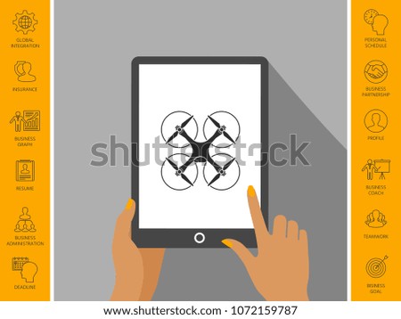 Quadcopter, flying drone icon