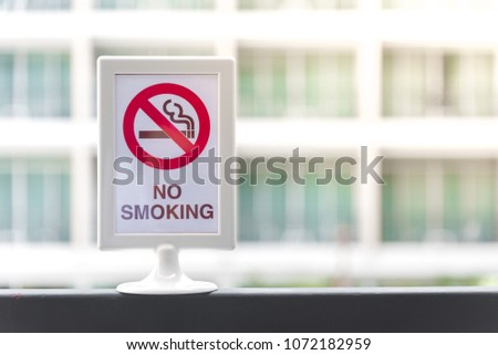 No Smoking Sign in the hotel