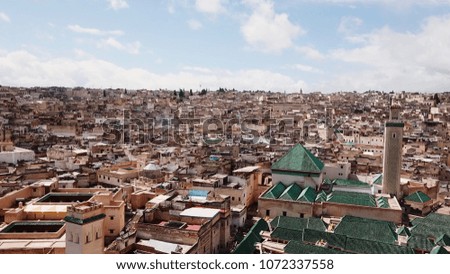 medina of fez in Morocco in aerial view