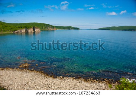 beautiful seascape of bay on Russian Island